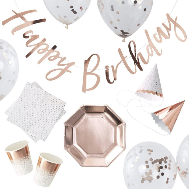 Rose Gouden Happy Birthday Decoratie Set 6 delig van Ginger Ray koop je bij Partywinkel