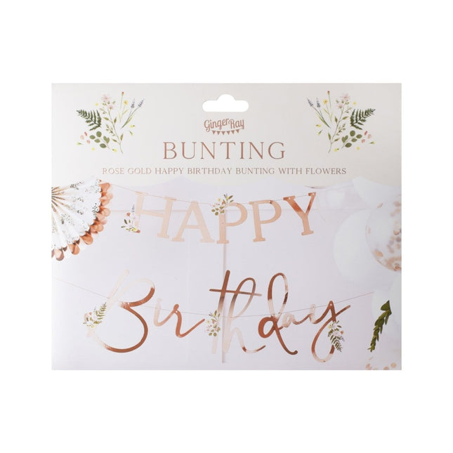 Rose Gouden Happy Birthday Letterslinger 2m van Ginger Ray koop je bij Partywinkel