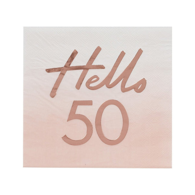 Rose Gouden Servetten 50 Jaar 16,5cm 16st van Ginger Ray koop je bij Partywinkel