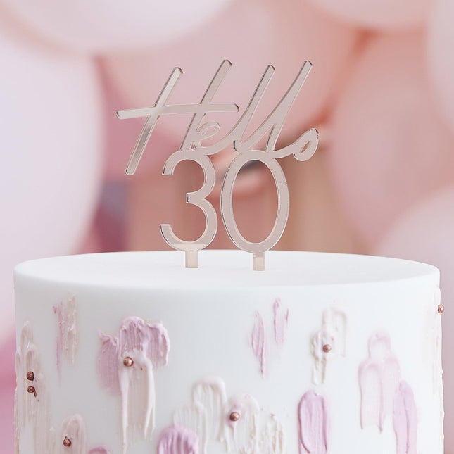 Rose Gouden Taarttopper 30 Jaar 10cm van Ginger Ray koop je bij Partywinkel
