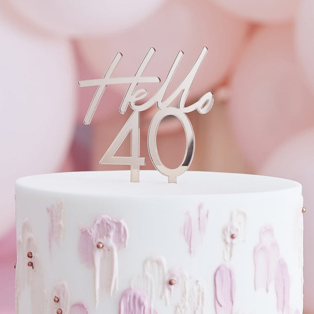 Rose Gouden Taarttopper 40 Jaar 10cm van Ginger Ray koop je bij Partywinkel