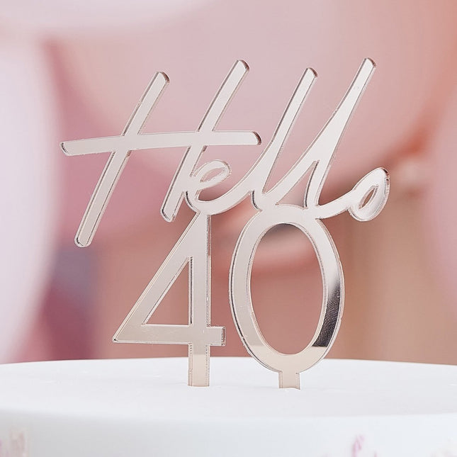 Rose Gouden Taarttopper 40 Jaar 10cm van Ginger Ray koop je bij Partywinkel
