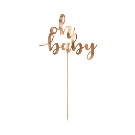 Rose Gouden Taarttopper Oh Baby 25cm van Partydeco koop je bij Partywinkel