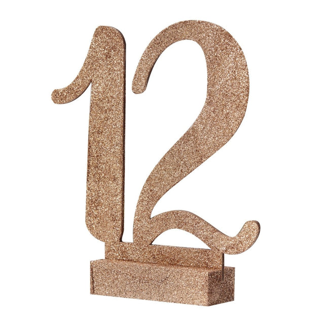 Rose Gouden Tafelnummers Hout 15cm 12st van Ginger Ray koop je bij Partywinkel