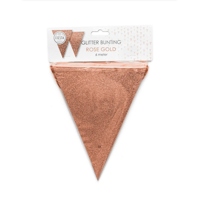 Rose Gouden Vlaggenlijn Glitter 6m van WeFiesta koop je bij Partywinkel