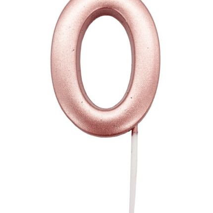Roségouden Cijferkaars 0 van Unique koop je bij Partywinkel