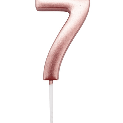 Roségouden Cijferkaars 7 van Unique koop je bij Partywinkel