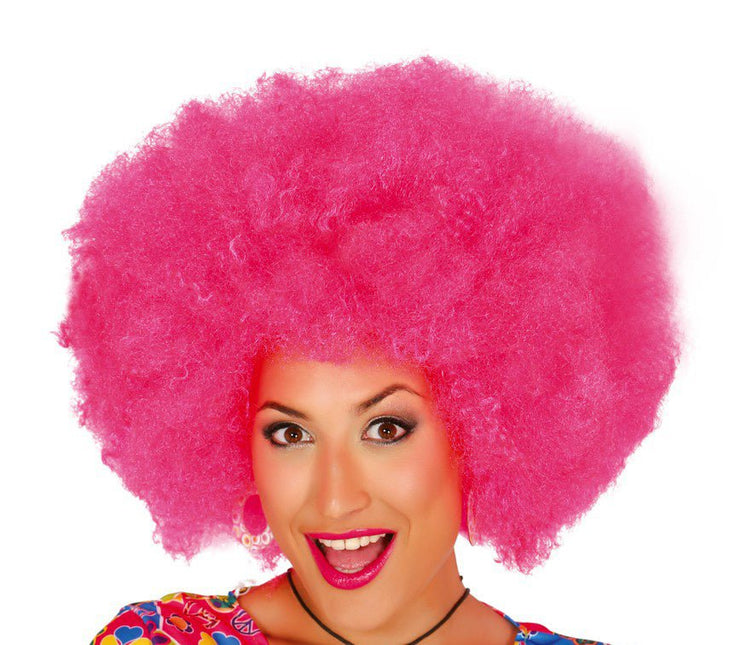 Roze Afropruik van Fiestas Guirca koop je bij Partywinkel