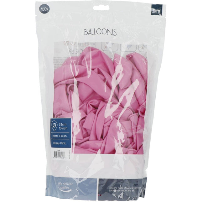 Roze Ballonnen Rosey Pink 33cm 100st van Folat koop je bij Partywinkel