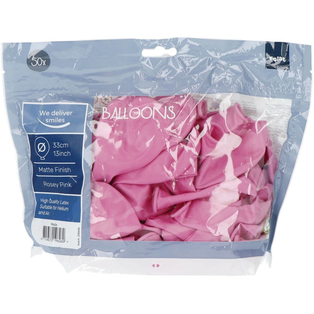 Roze Ballonnen Rosey Pink 33cm 50st van Folat koop je bij Partywinkel