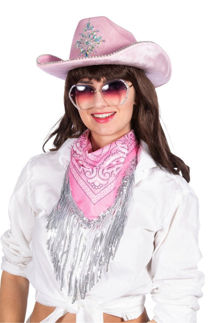 Roze Bandana Strass Franjes van Wilbers & Wilbers koop je bij Partywinkel