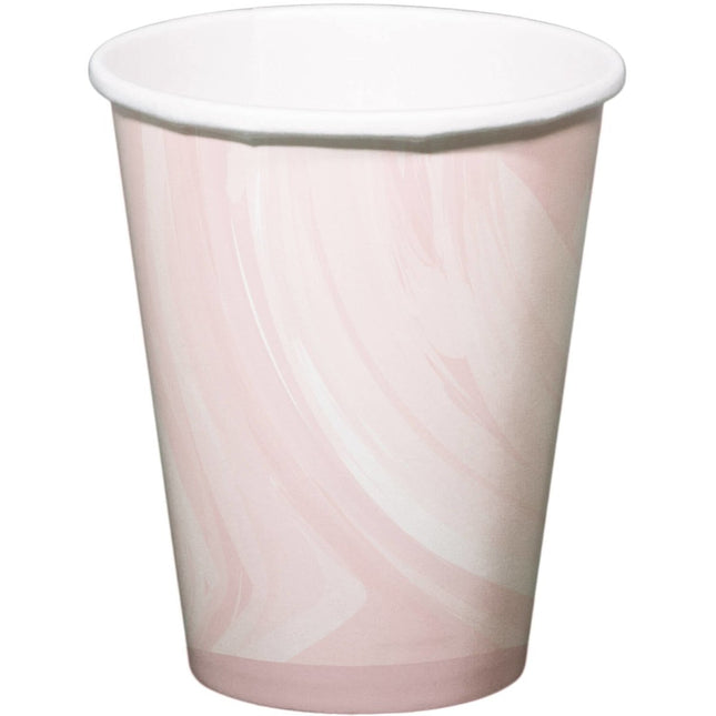 Roze Bekers Marmer 250ml 6st van Folat koop je bij Partywinkel