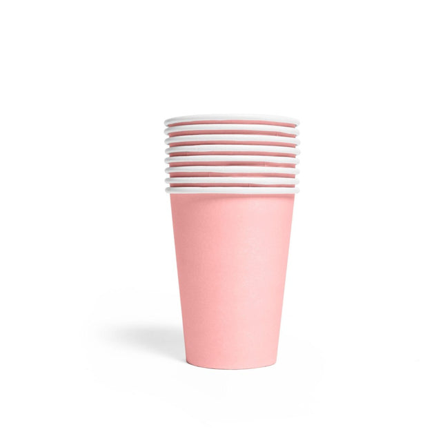 Roze Bekers Papier 210ml 8st van WeFiesta koop je bij Partywinkel