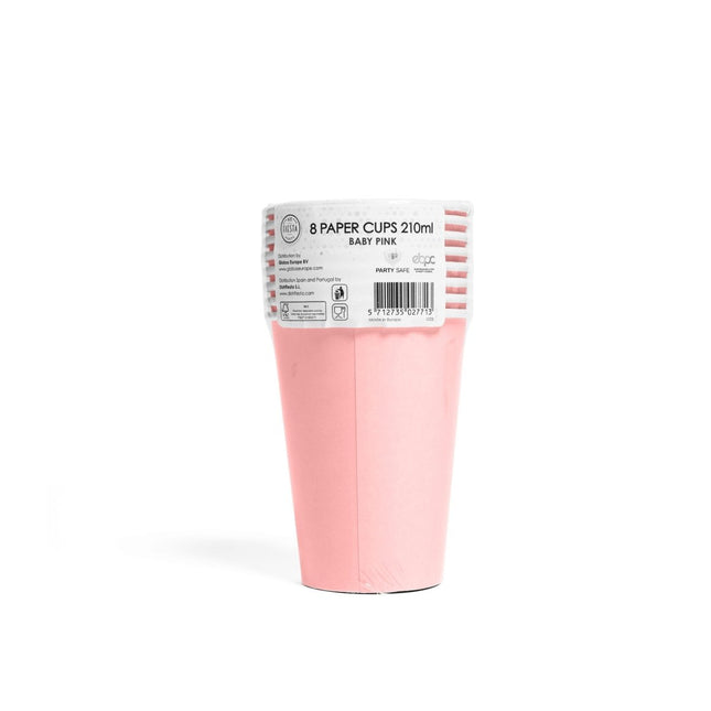 Roze Bekers Papier 210ml 8st van WeFiesta koop je bij Partywinkel