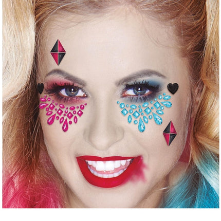 Roze Blauwe Gezicht Stickers Juwelen van Fiestas Guirca koop je bij Partywinkel