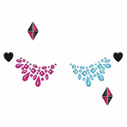 Roze Blauwe Gezicht Stickers Juwelen van Fiestas Guirca koop je bij Partywinkel
