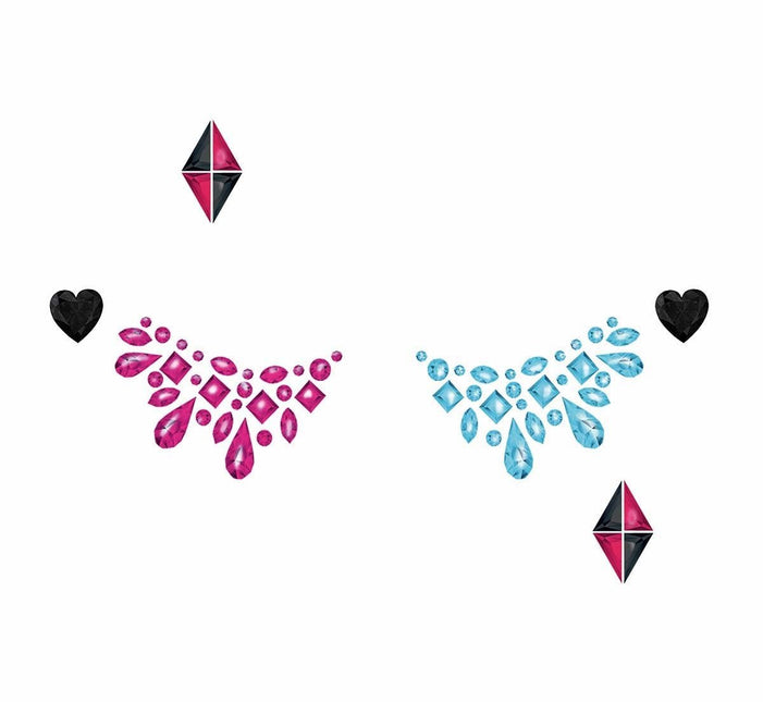 Roze Blauwe Gezicht Stickers Juwelen van Fiestas Guirca koop je bij Partywinkel