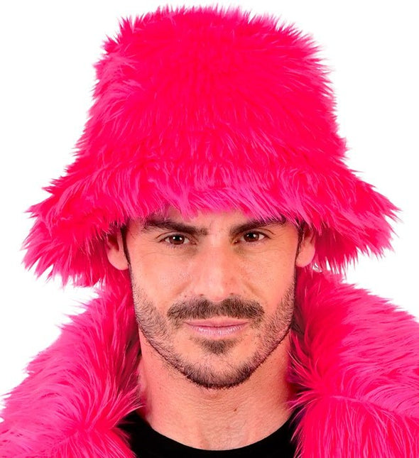 Roze Bucket Hat Pluche van Widmann koop je bij Partywinkel