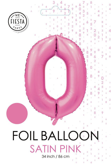 Roze Cijfer Ballon 0 Jaar Glans 86cm van WeFiesta koop je bij Partywinkel