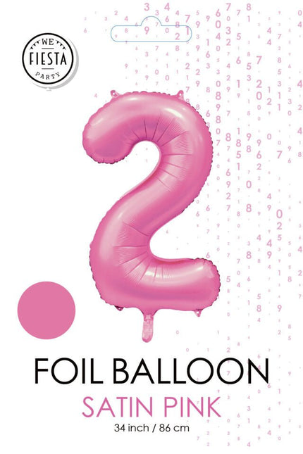 Roze Cijfer Ballon 2 Jaar Glans 86cm van WeFiesta koop je bij Partywinkel