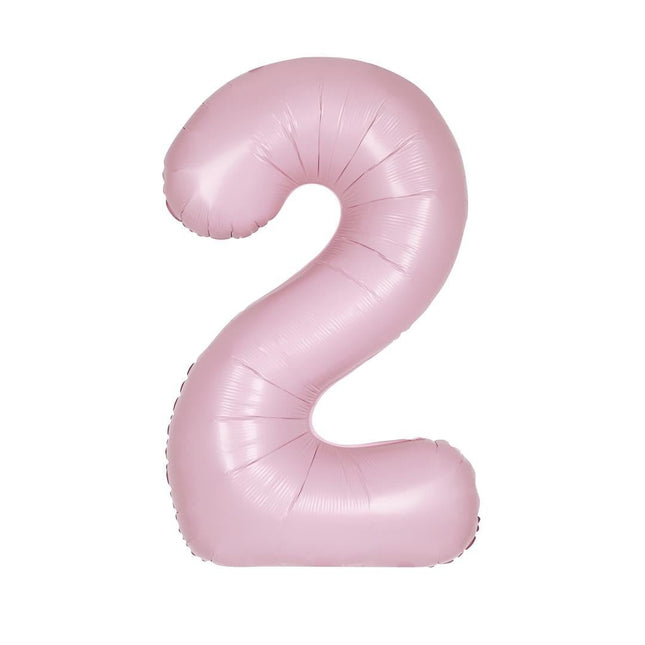 Roze Cijfer Ballon 2 Jaar Matte 86cm van Unique koop je bij Partywinkel