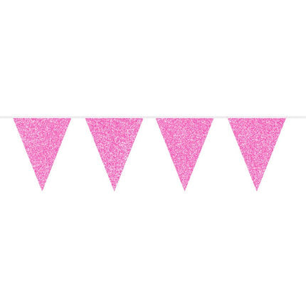 Roze Glitter Vlaggenlijn - 6 meter van Folat koop je bij Partywinkel