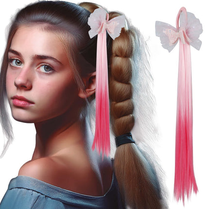 Roze Hair Extension Boog 40cm van Fiestas Guirca koop je bij Partywinkel