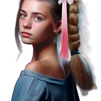 Roze Hair Extension Boog 40cm van Fiestas Guirca koop je bij Partywinkel
