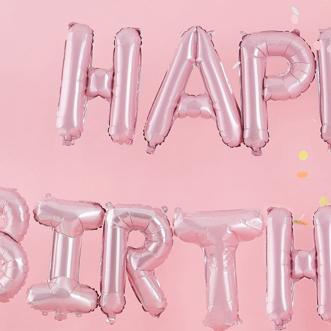 Roze Happy Birthday Ballonnen Set 35cm van Ginger Ray koop je bij Partywinkel