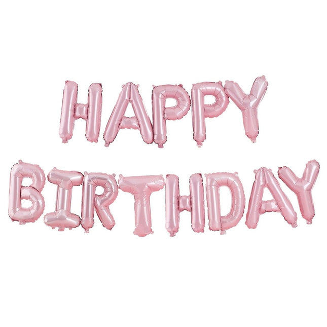 Roze Happy Birthday Ballonnen Set 35cm van Ginger Ray koop je bij Partywinkel