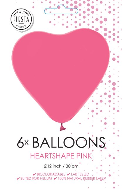 Roze Hartjes Ballonnen 30cm 6st van WeFiesta koop je bij Partywinkel