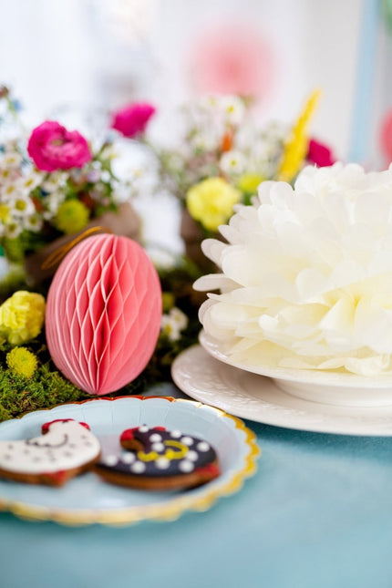 Roze Honeycomb Paasei 12cm van Partydeco koop je bij Partywinkel