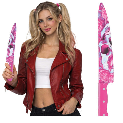 Roze Nep Mes Schedel van Fiestas Guirca koop je bij Partywinkel