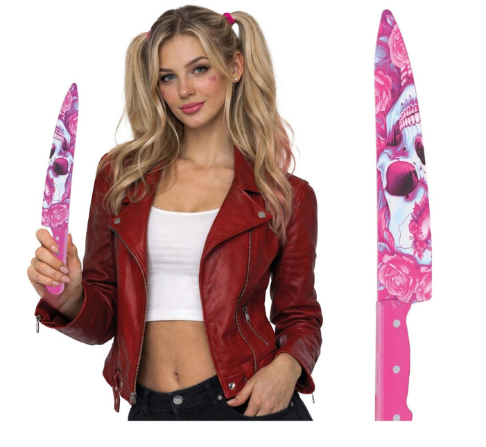 Roze Nep Mes Schedel van Fiestas Guirca koop je bij Partywinkel