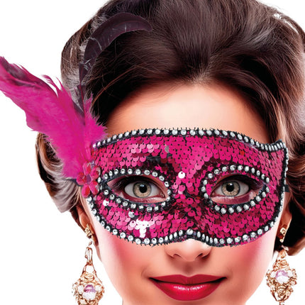 Roze Oogmasker Veren Volwassen van Fiestas Guirca koop je bij Partywinkel