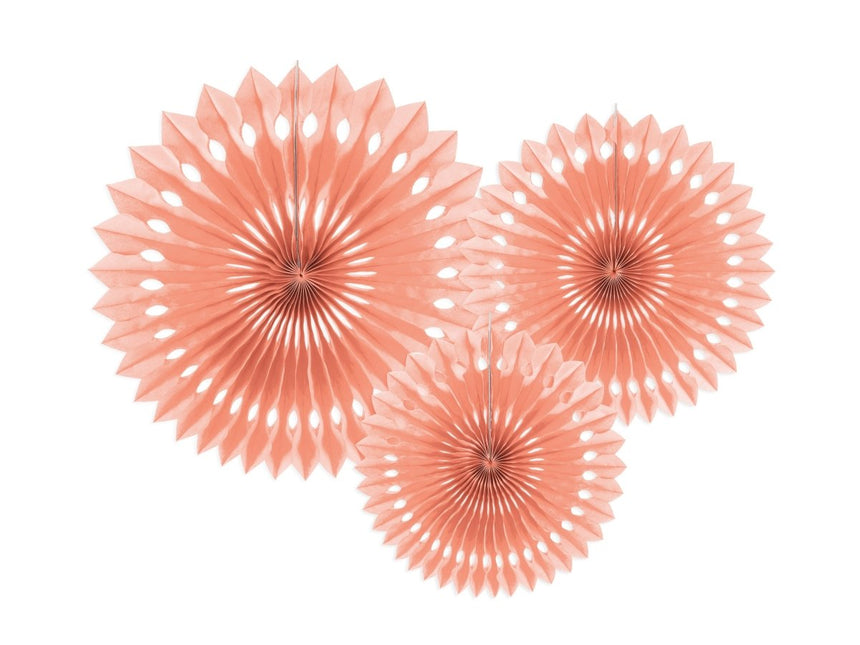 Roze Papieren Waaiers 20cm 3st van Partydeco koop je bij Partywinkel