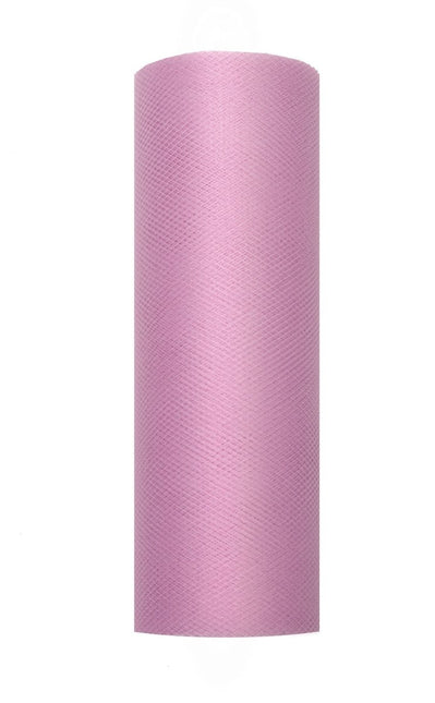 Roze Pastel Tule Rol 15cm 9m van Partydeco koop je bij Partywinkel