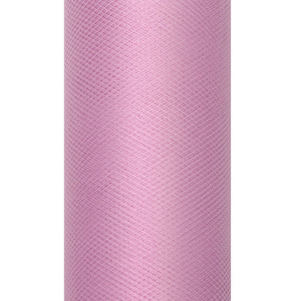 Roze Pastel Tule Rol 15cm 9m van Partydeco koop je bij Partywinkel