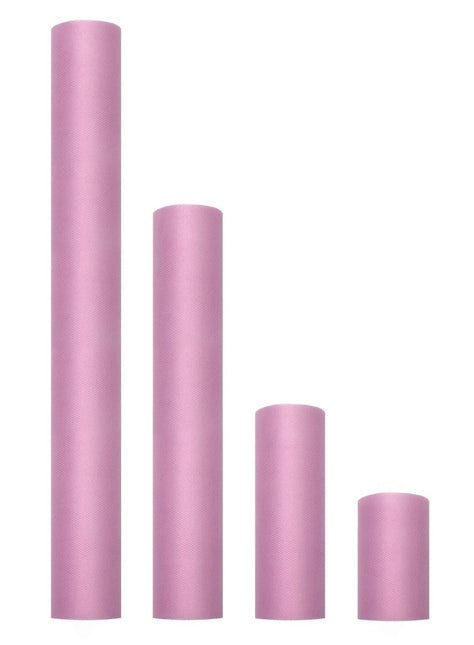 Roze Pastel Tule Rol 30cm 9m van Partydeco koop je bij Partywinkel