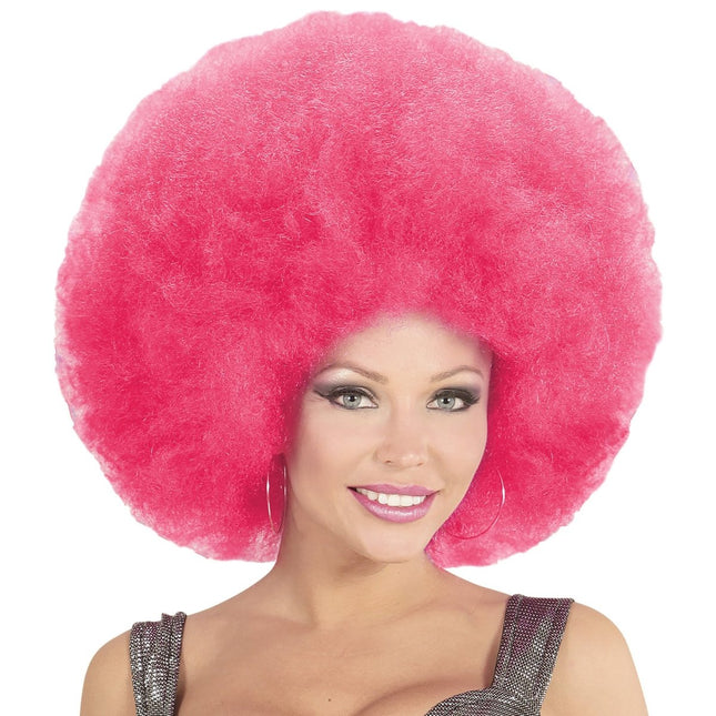 Roze Pruik Afro Extra Groot van Widmann koop je bij Partywinkel