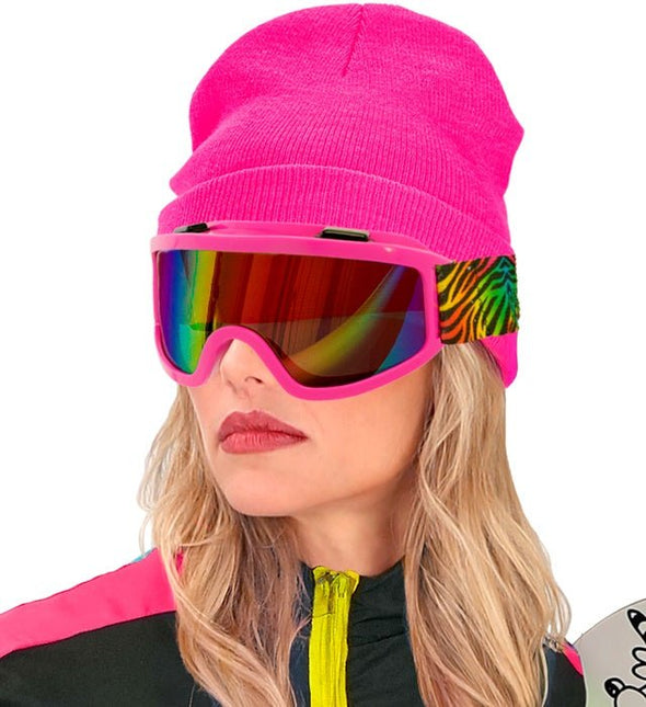 Roze Skibril Tijgerprint Band van Widmann koop je bij Partywinkel