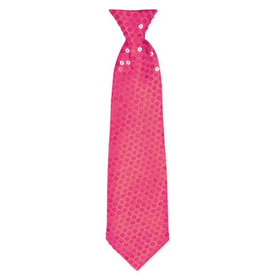 Roze Stropdas Pailletten 32cm van VDV Benefit koop je bij Partywinkel