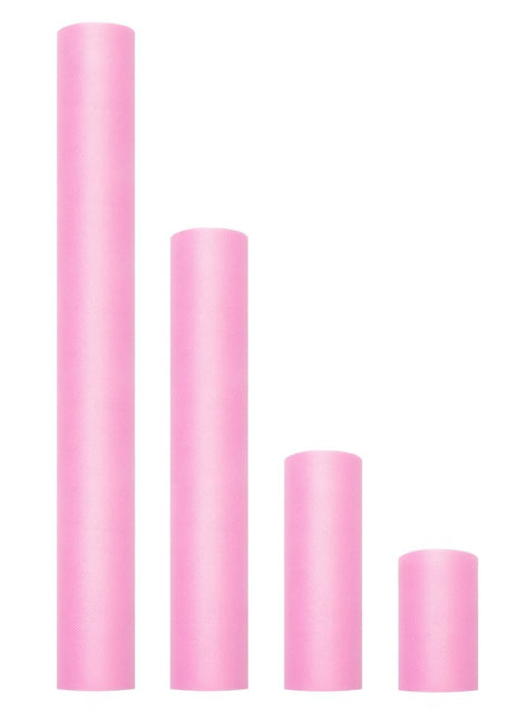 Roze Tule Rol 15cm 9m van Partydeco koop je bij Partywinkel