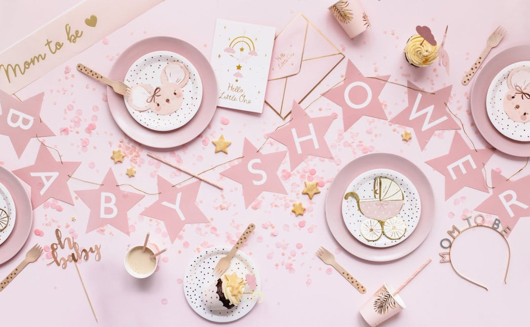 Roze Uitnodigingen Hello Little One 14x 20cm 11st van Partydeco koop je bij Partywinkel