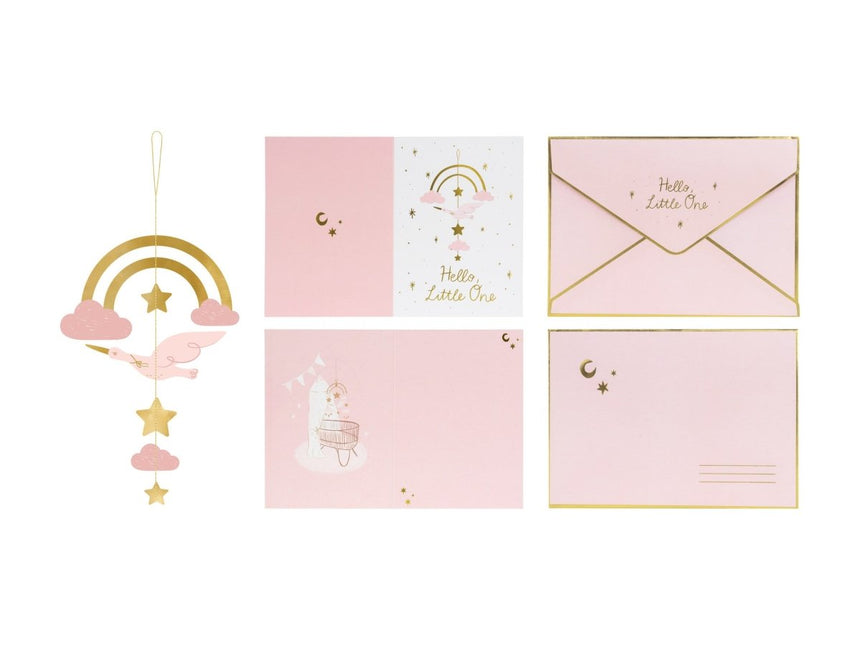 Roze Uitnodigingen Hello Little One 14x 20cm 11st van Partydeco koop je bij Partywinkel