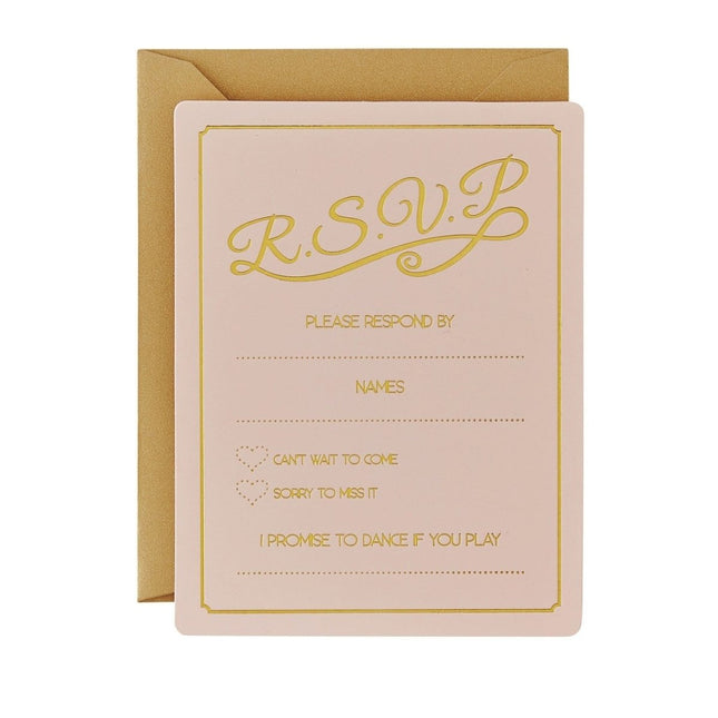 Roze Uitnodigingen R.S.V.P 12,9cm 10st van Ginger Ray koop je bij Partywinkel