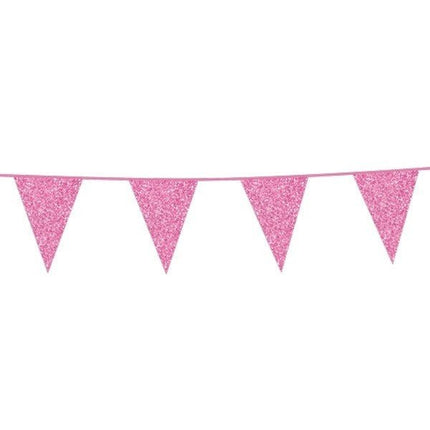Roze Vlaggenlijn Glitter 6m van WeFiesta koop je bij Partywinkel