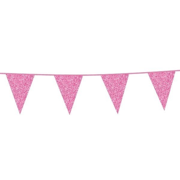 Roze Vlaggenlijn Glitter 6m van WeFiesta koop je bij Partywinkel