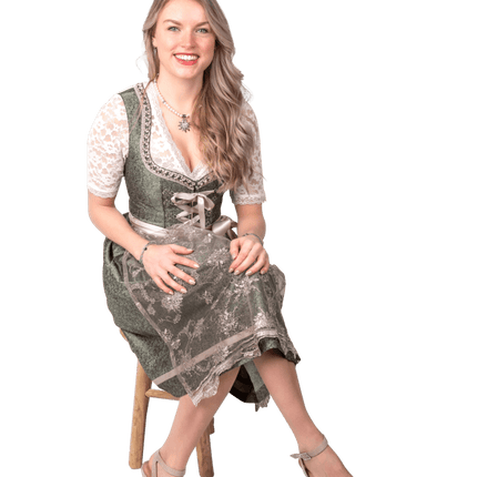 Roze Wit Creme Dirndl Jurk Oktoberfest Dames Jaquard Grijs van Haus Huberts koop je bij Partywinkel