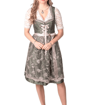 Roze Wit Creme Dirndl Jurk Oktoberfest Dames Jaquard Grijs van Haus Huberts koop je bij Partywinkel